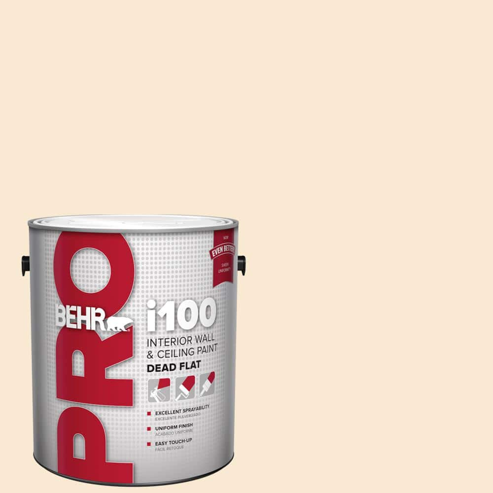 BEHR PRO 1 gal. #OR-W05 Almond Milk Dead Flat Interior Paint PR10501 ...