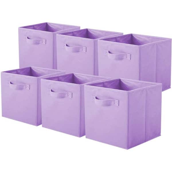 11 in. H x 10.5 in. W x 10.5 in. D  Lavender Fabric Collapsible Cube Storage Bin, Pack of 6