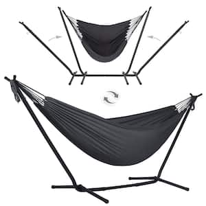 10.7 ft. 2-Person Brazilian-Style hammock with 2-in-1 Convertible Stand in Dark Gray