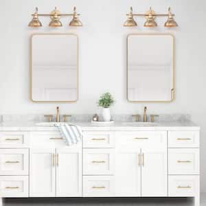 Modern Bell Bathroom Vanity Light 3-Light Brass Gold Round Wall Light with Metal Shades