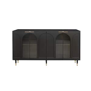 15.75-in W x 59.84-in D x 33.46-in H in Black Lacquered Wooden Ready to Assemble Floor Kitchen Cabinet with Storage