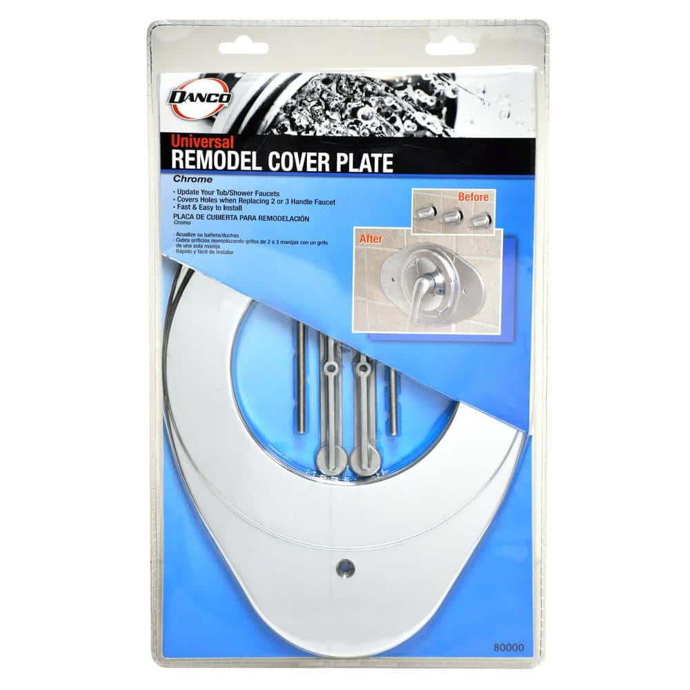 Chrome Plastic Faucet Remodeling Plate with Mounting Hardware