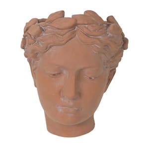 7 x 5. 5 x 9 in. Brown Cement Visage Head Bust Planter Raised Garden Bed