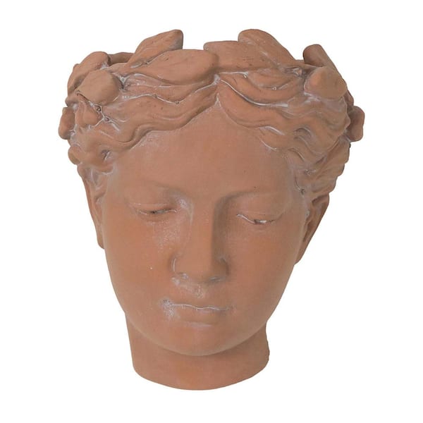 Boosicavelly 7 in. x 5. 5 in. x 9 in. Brown Cement Visage Head Bust Planter Raised Garden Bed