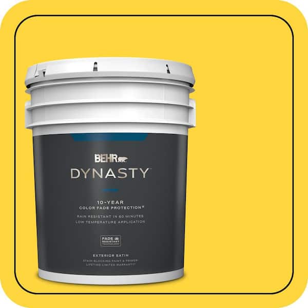 BEHR DYNASTY 5 gal. #380B-6 Lemon Tart Satin Enamel Exterior Stain-Blocking Paint & Primer