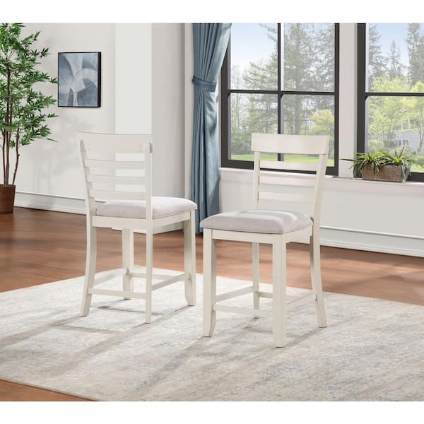 Hyland 26 in. White High Back Counter Bar Stool Chair (Set of 2)