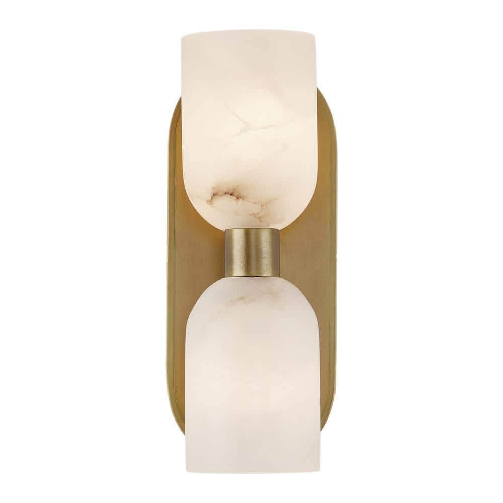 Lucian Vintage Brass and Alabaster 2-Light Bath Bar