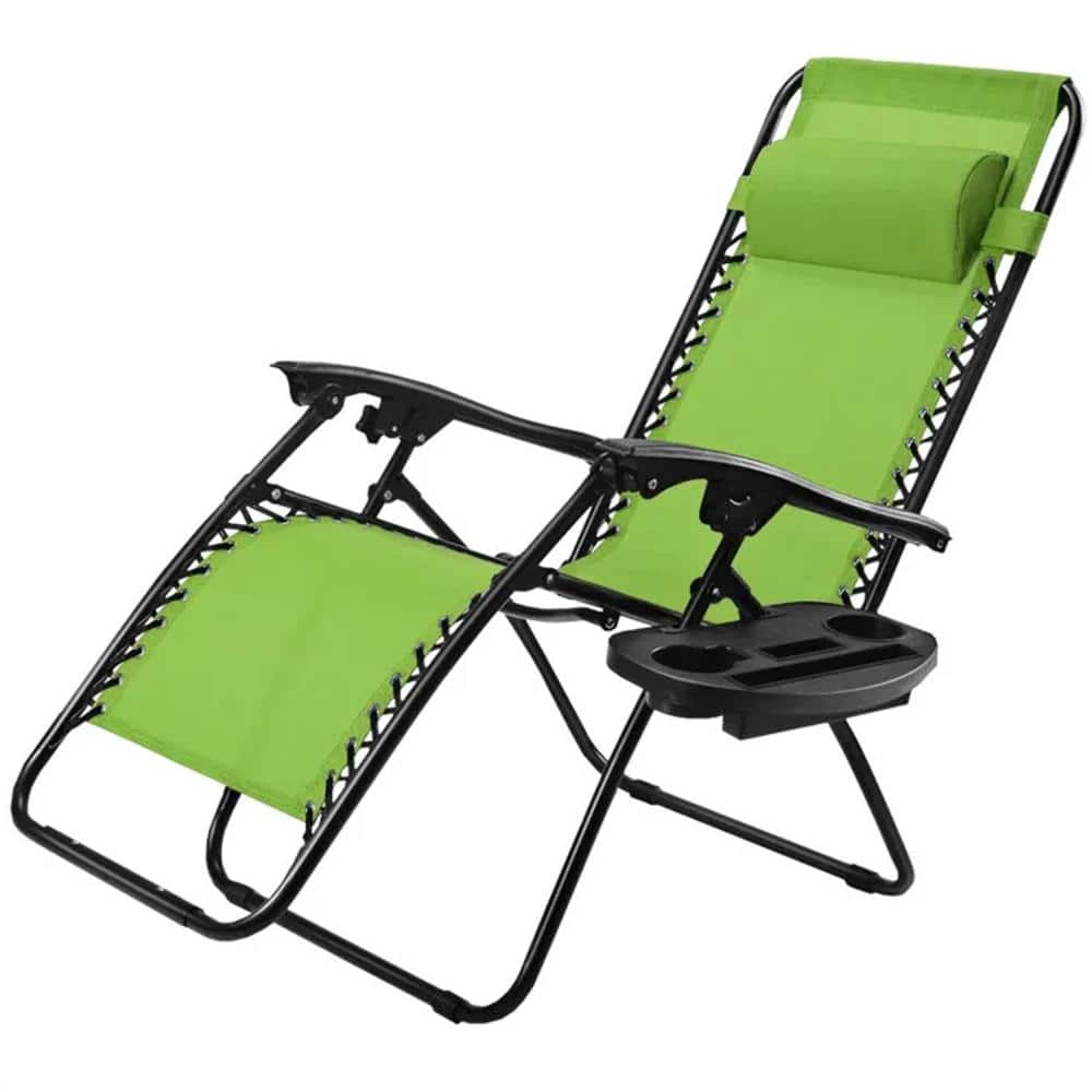Green 1 Piece Metal Outdoor Recliner Without Sunshade Without Cushion