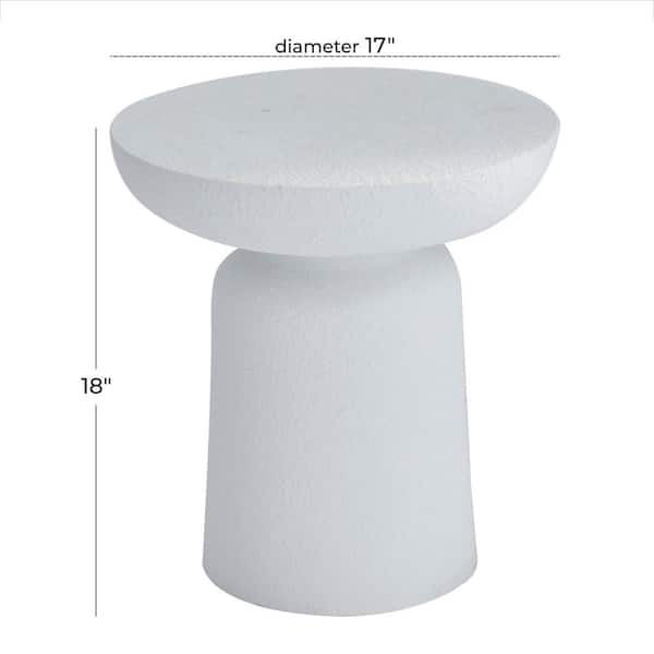 18 in. White Round Magnesium Oxide Outdoor Accent Table with Wide Top