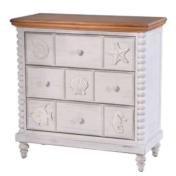 StyleCraft Montauk 3-Drawer Blue/Gray Mist Solid Wood, MDF with Ash veneer Chest of Drawers