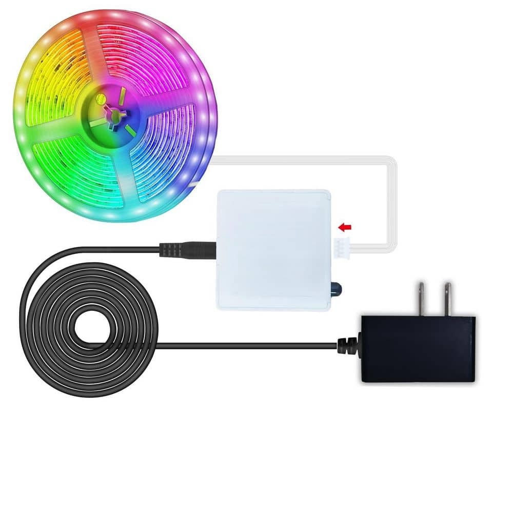 60 ft. Integrated LED Multicolor Strip Light Fixture, RGB Color Changing, Bluetooth App Control, Plastic, 3000K price history on PriceWatchPro
