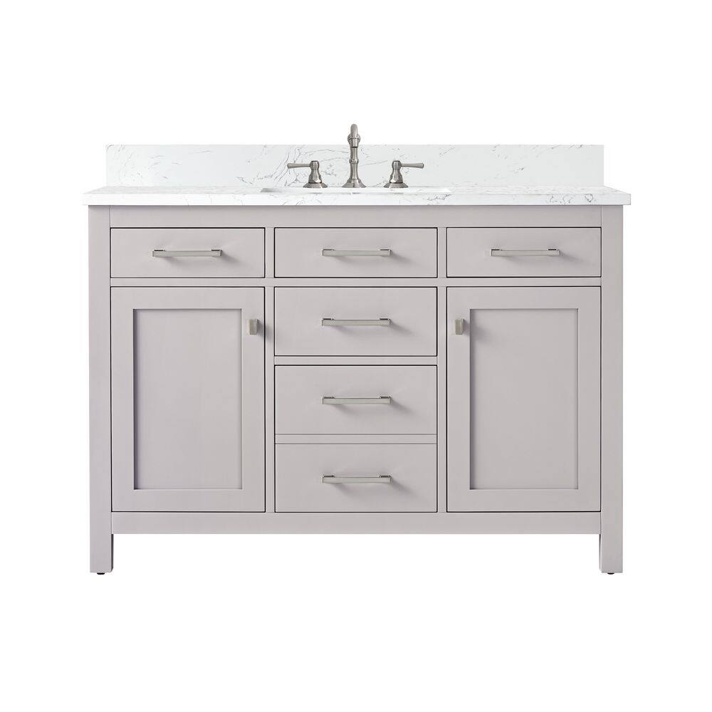 Jasper 48 in., W x 22 in., D Bath Vanity in Taupe with Engineered Stone Top in Carrara White with White Sink price history on PriceWatchPro