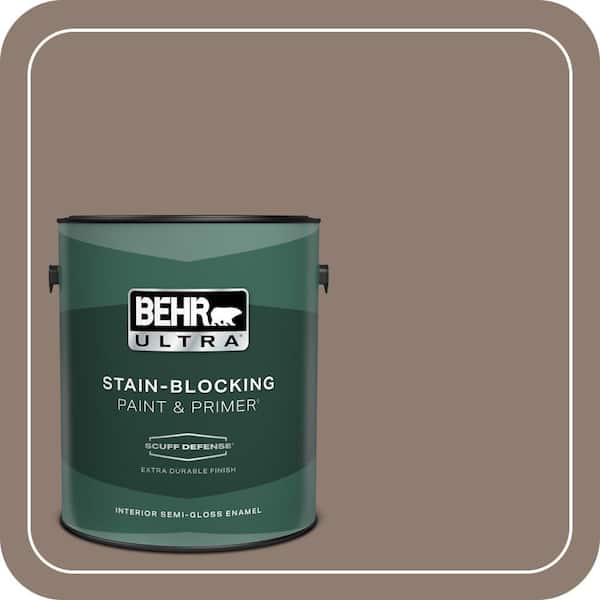BEHR ULTRA 1 gal. #N180-5 Bridle Leather Extra Durable Semi-Gloss Enamel Interior Paint & Primer