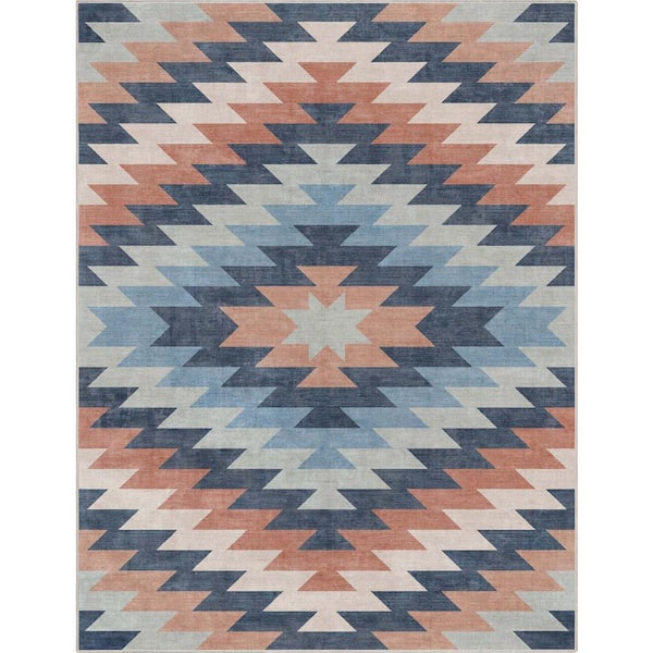 Blue 9 ft. 10 in. x 13 ft. Apollo Albuquerque Southwestern Distressed Area Rug