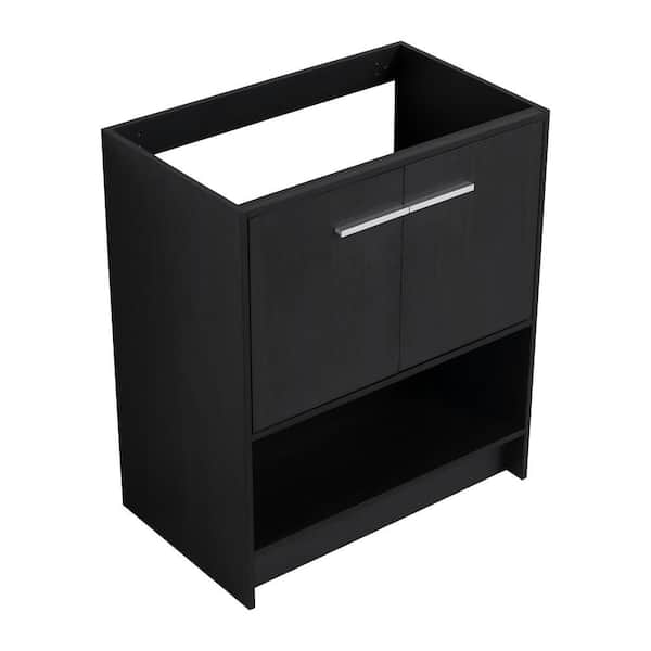 Lazzaro 29.31 in. W x 17.94 in. D x 34.56 in. H Freestanding Bath Vanity Cabinet without Top in Dark Oak Unassembled