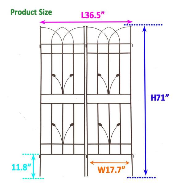 Unbranded - 71 in. H Outdoor Brown Rustproof Garden Metal Trellis