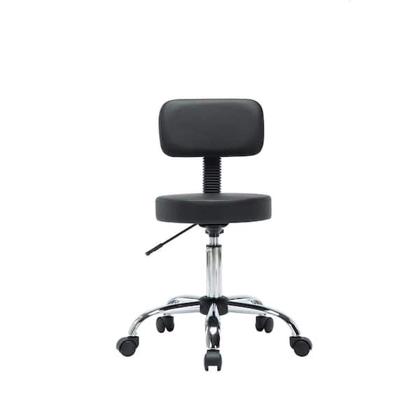 HOMESTOCK Black Adjustable Drafting Stool with backrest