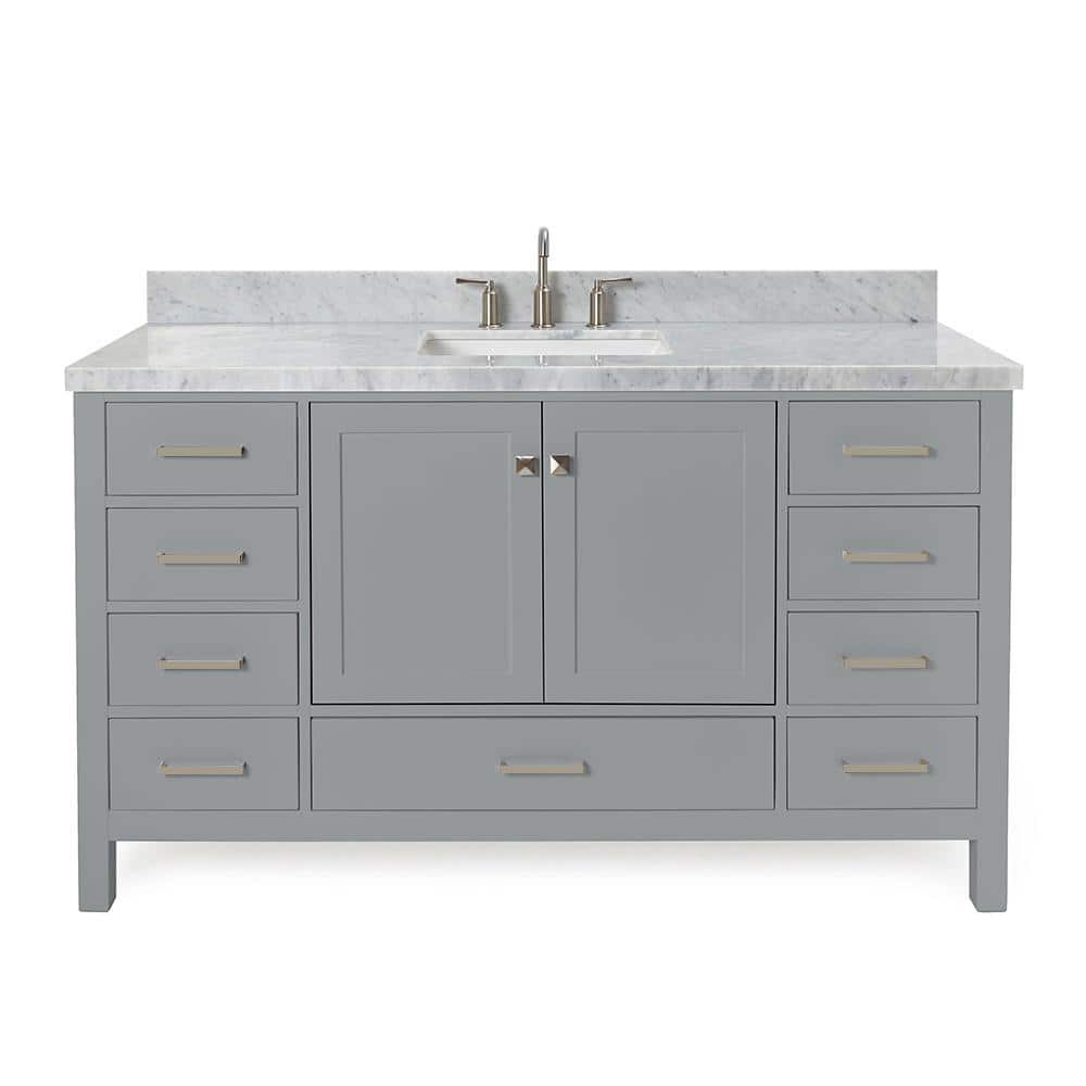 Cambridge 61" Grey Single Basin Vanity with Marble Top