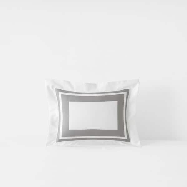 The Company Store Legends Hotel Double Border Silver 13 in. X 18 in. Throw Pillow Cover