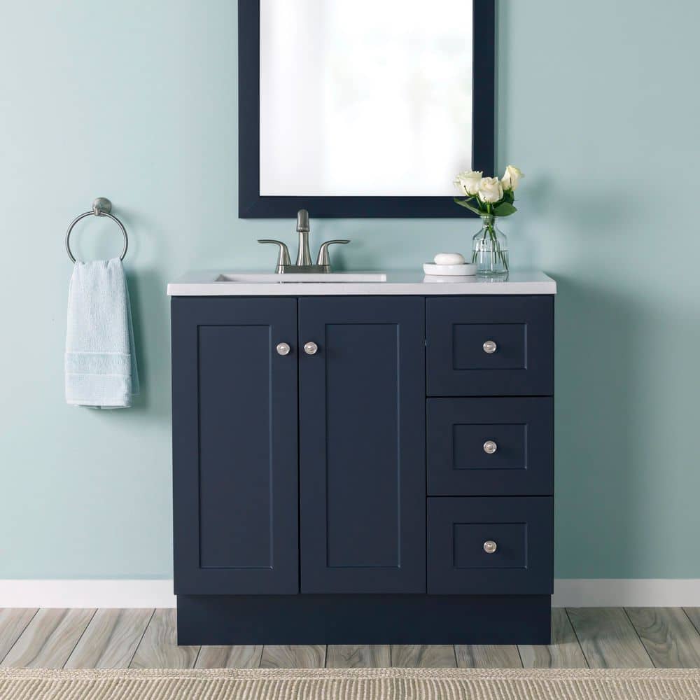 Glacier Bay Bannister 37 in. Single Sink Deep Blue Bath
