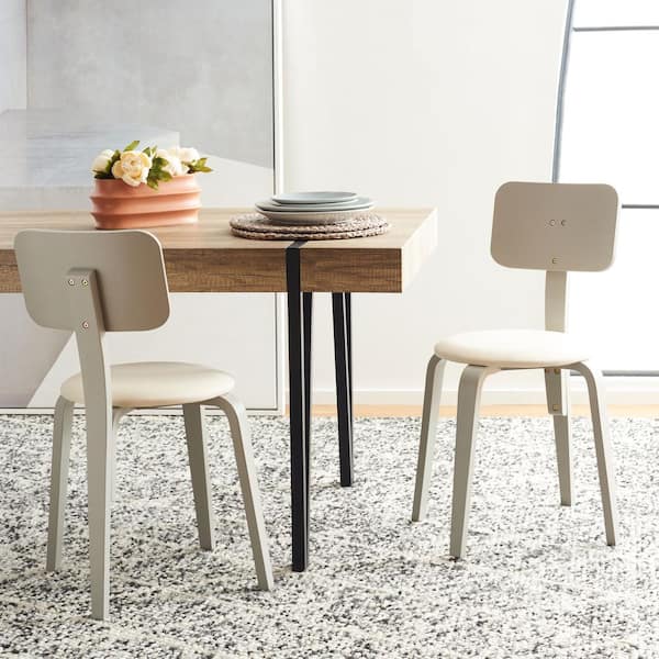 SAFAVIEH Jo Gray/Cream 17.2 in. Wood Dining Chair (Set of 2)