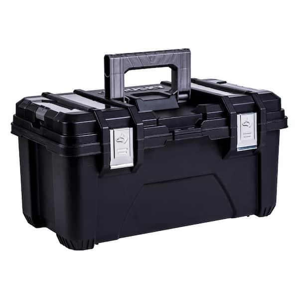 Husky 22 in. Black Plastic Portable Tool Box with Metal Latches