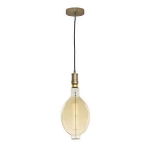 1-Light Warm Gold Contemporary Pendant Socket and Canopy with Incandescent 60-Watt BT Shaped Grand Nostalgic Light Bulb