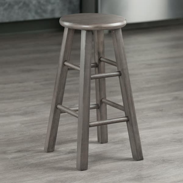 Ivy 24 in. Rustic Gray Solid Wood Frame Counter Stool