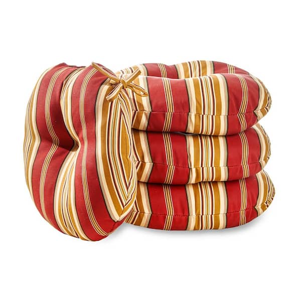 Greendale Home Fashions Roma Stripe 15 in. Round Outdoor Seat Cushion (4-Pack)