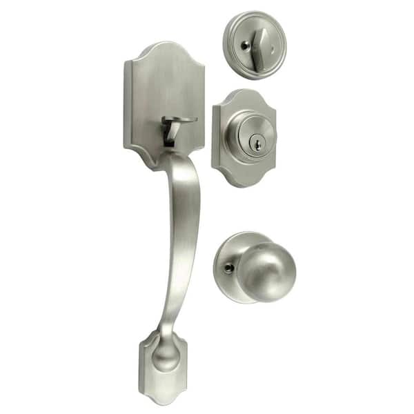 ULTRA SECURITY Gladwyne Satin Nickle Door Handleset and Single Cylinder Deadbolt