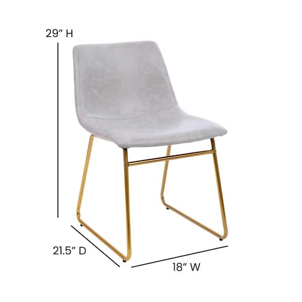 Buy 28 Inch Vegan Faux Leather Dining Side Chair, Set of 2, White, Gold  From Casagear