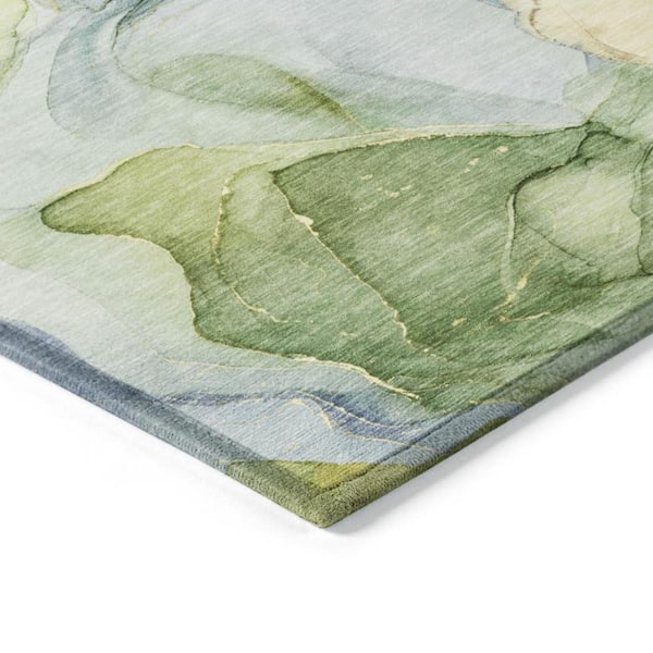 Yellow 5 ft. x 8 ft. Abstract Indoor / Outdoor Area Rug