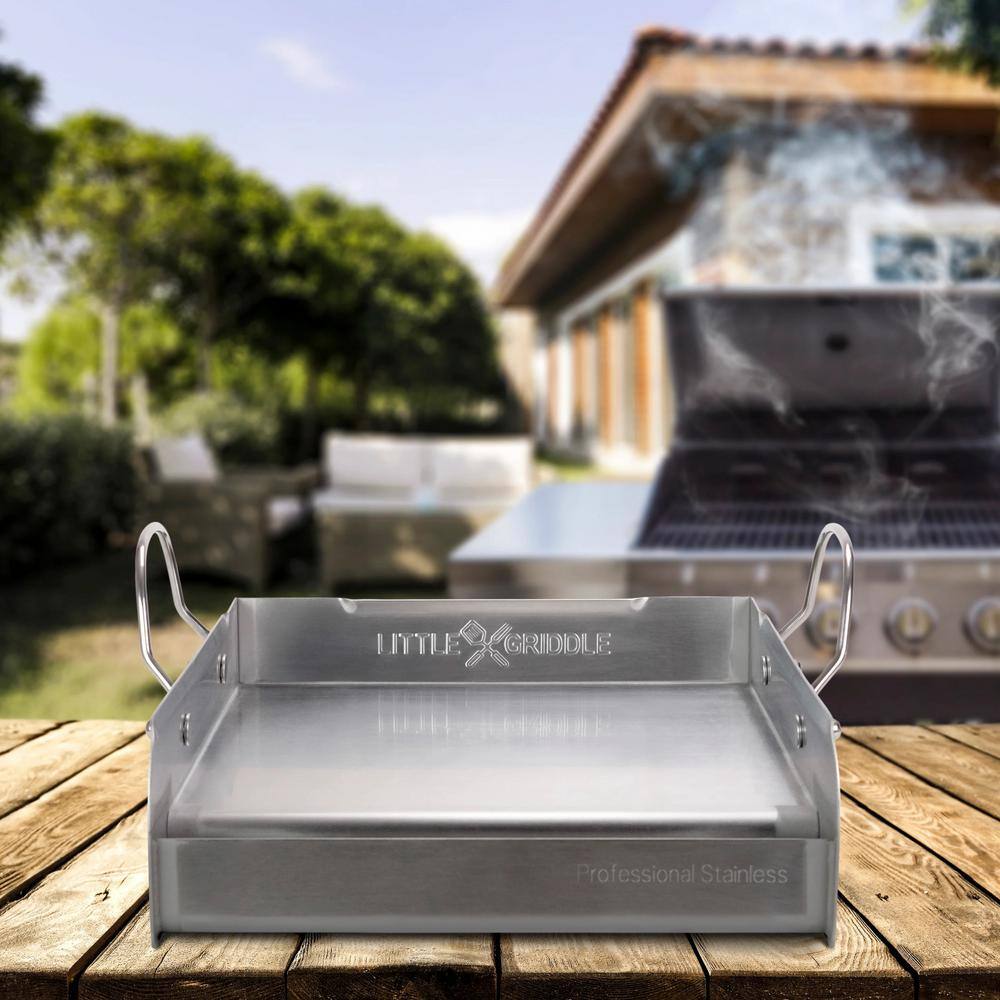 14" x 16" Stainless Steel BBQ Griddle with Handles