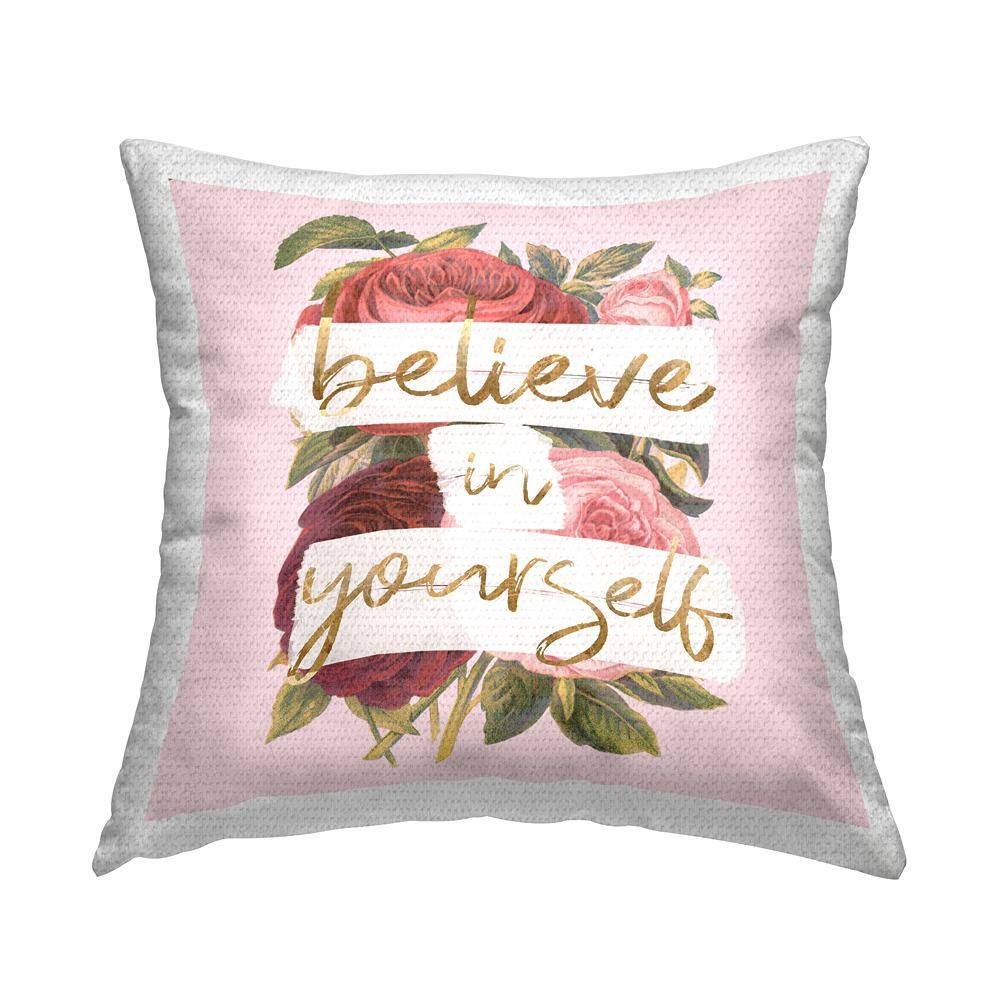 Believe In Yourself Red Pink Rose Blossoms Pink Square Outdoor Throw Pillow price history on PriceWatchPro