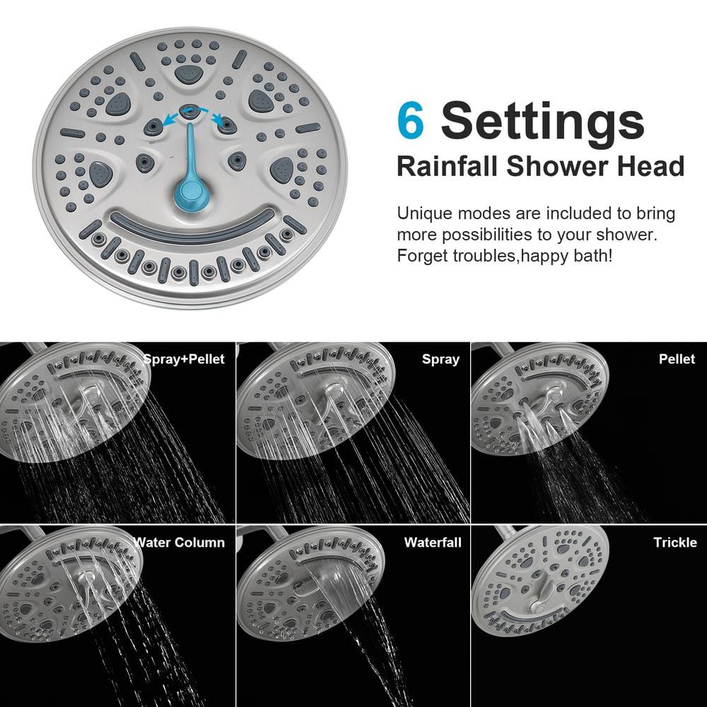 Brushed Nickel Dual Shower Head with Handheld and Rain Spray