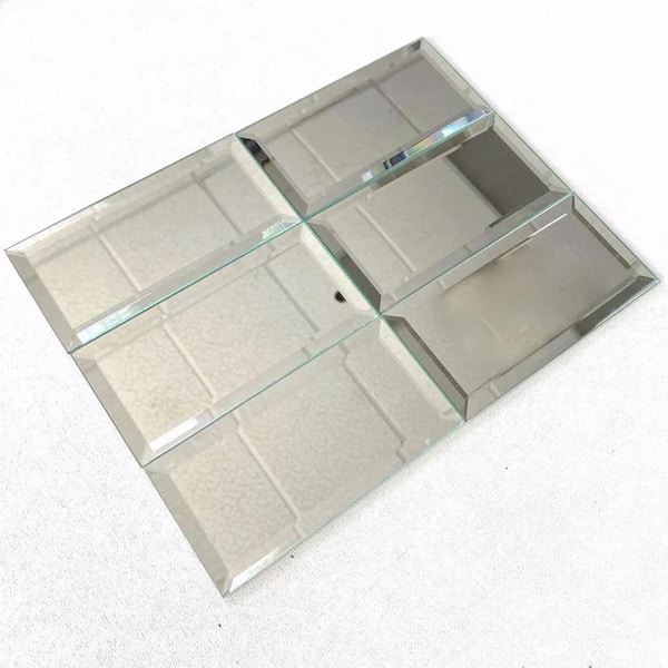 Apollo Tile Glister 3 in. x 0.18 in. Polished Clear Silver Glass Subway Subway Wall Sample Tile (0.125 sq. ft./case) (1-Pack)