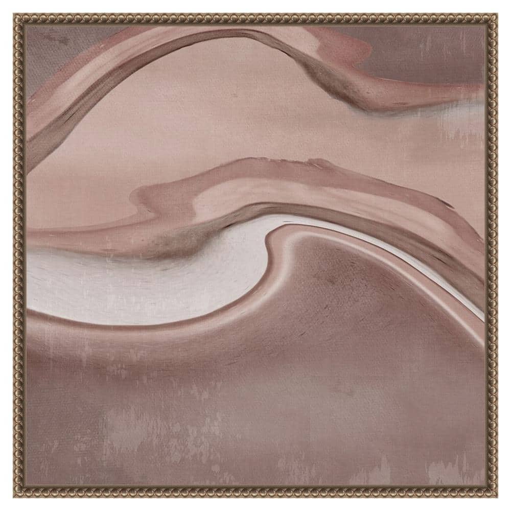 22"x22" Abstract Pink and Brown Canvas Wall Art with Bronze Frame