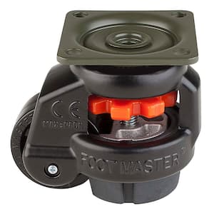 GD Series 1-5/8 in. Nylon Swivel Flat Black Plate Mounted Leveling Caster with 130 lb. Load Rating