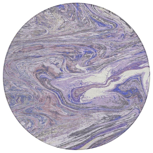 Chantille Machine Washable Indoor/Outdoor Abstract ACN1061 Lavender 8 ft. x 8 ft. Area Rug