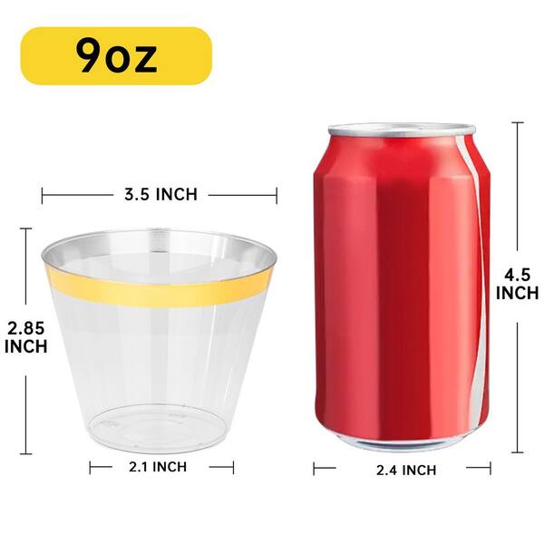 Numhew 8 oz. Gold Metallic Plastic Tumblers (Set of 200), BPA Free Disposable Drinkware for Weddings, Parties and Holidays