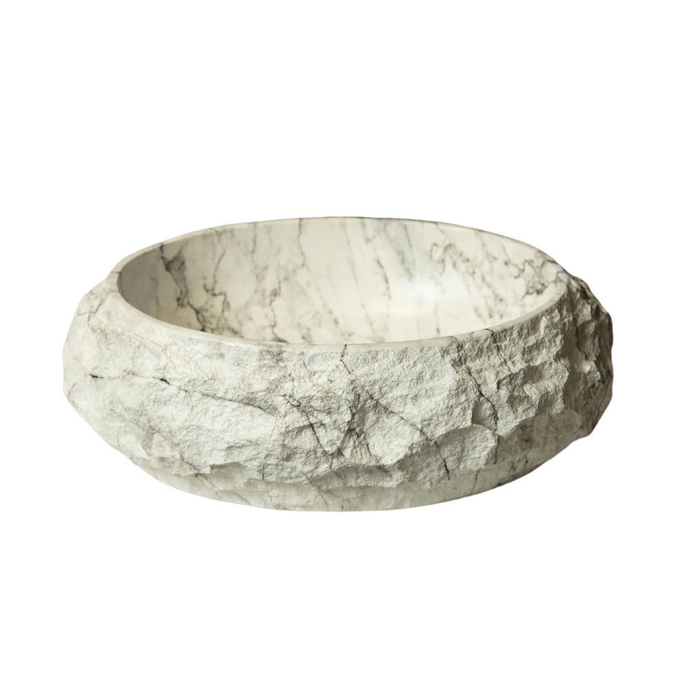 18 in. Irregular Oval Resin Vessel Bathroom Sink with Stone Pattern in Ivory price history on PriceWatchPro
