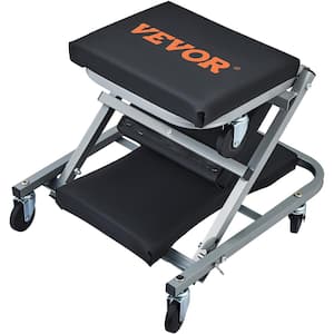 2 in 1 Z Creeper Seat Shop Stool 300 Lbs. Load Auto Mechanic Rolling Chair with 6 360° Casters for Garage Roadside Work
