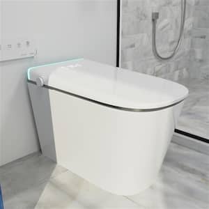 1-piece 1.1/1.6 GPF Elongated Smart Toilet Bidet in White with Warm Air Dryer, Bubble Infusion Wash, Memory Function