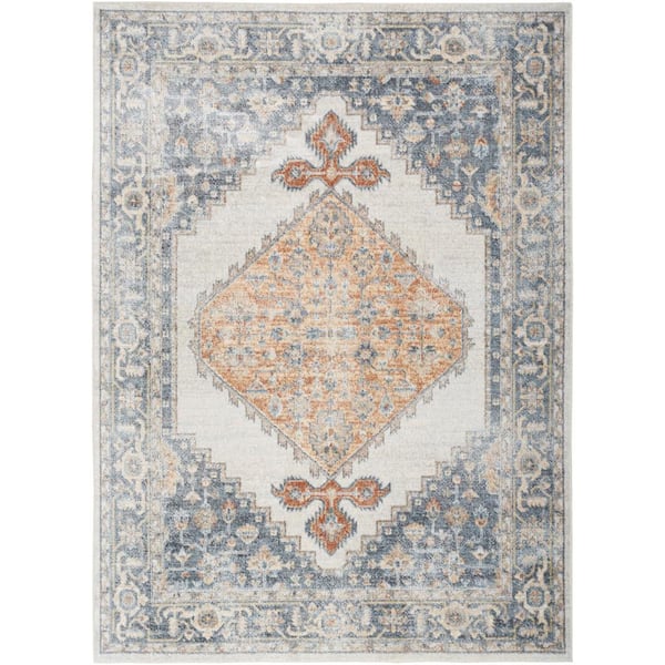 Nourison Astra Machine Washable Grey/Gold 9 ft. x 12 ft. Vintage Persian Area Rug