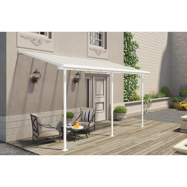 Sierra 7.5 ft. x 15 ft. White/Clear Aluminum Patio Cover