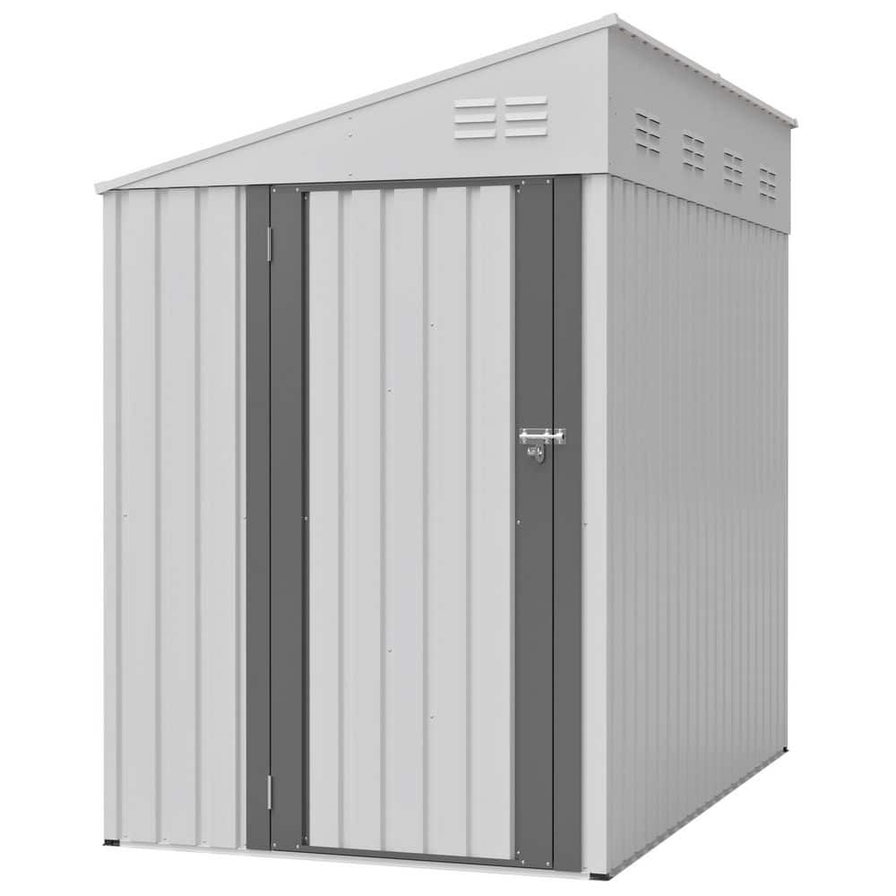 Bush 4 ft. W x 7 ft. D White Patio Outdoor Galvanized Metal Lean-To Storage Shed with Lockable Door, Ventilation Holes price history on PriceWatchPro