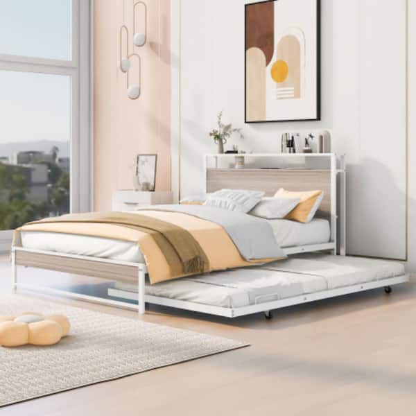 wetiny White Full Platform Bed
