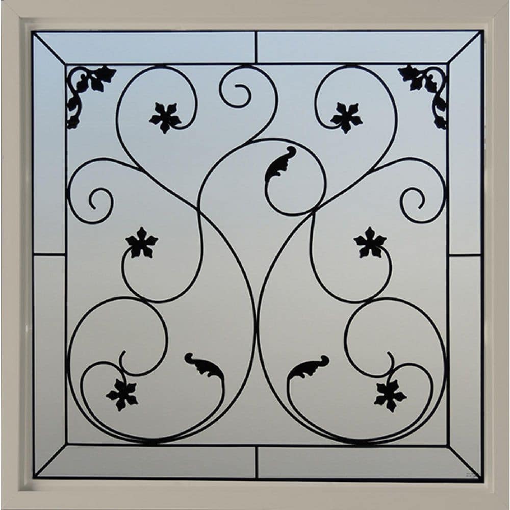 Hy-Lite 47.5 in. x 47.5 in. Wrought Iron Decortive Glass Vinyl ...