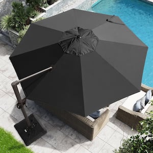 13 ft. x 13 ft. Heavy-Duty Frame Single Octagon Outdoor Cantilever Umbrella in Black