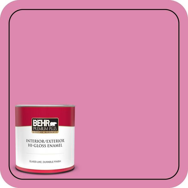 BEHR PREMIUM PLUS 1 qt. #100B-5 Springtime Bloom Hi-Gloss Enamel Interior/Exterior Paint & Primer